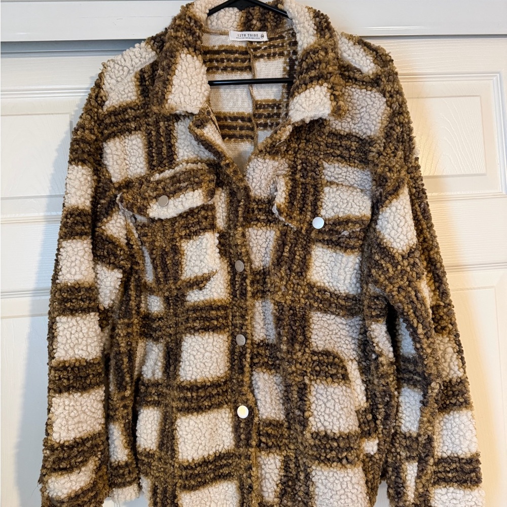 12th Tribe Brown and Cream Teddy Jacket